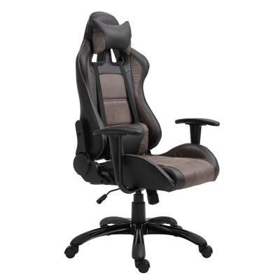 Vinsetto Scaun de Birou Ergonomic Inaltime Reglabila cu Perna, Maro - Negru 64.5x54x120.5-130cm;