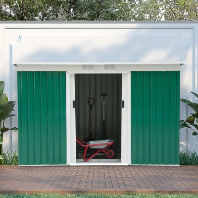 casuta pentru unelte gradina, 277x130x173cm, verde | Aosom RO