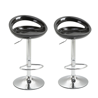 Homcom Set 2 Scaunele de Bar Rotative cu Taburet Inaltime Reglabila Negru