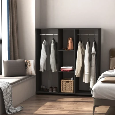 Dulap haine cu 5 rafturi, 120x40x128 cm, negru