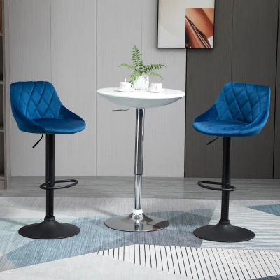 set 2 scaune de bar, 51.5x48x83-104 cm, albastre