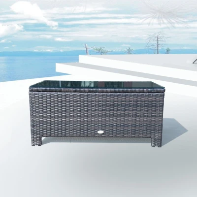 Masuta exterior, sticla securizata, 85x50x39cm, maro