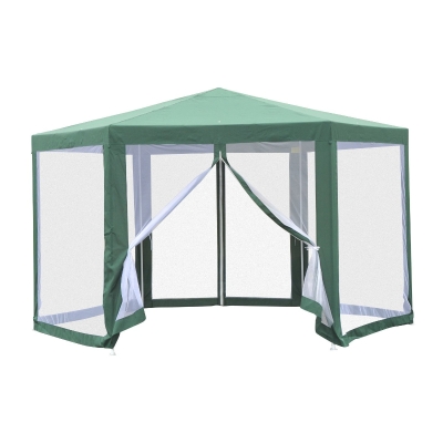 Outsunny Foisor Hexagonal cu Plasa de Tantari in Fier si Poliestere, Verde