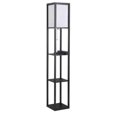 Homcom Lampa de Podea Design cu 3 rafturi si 2 porturi USB Becuri E27 Albe 26x26x160cm