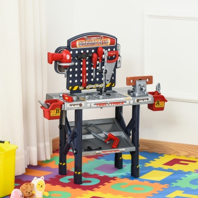 HOMCOM Banc de Lucru Jucarie pentru Copii 3-6 Ani cu Unelte si 55 Accesorii