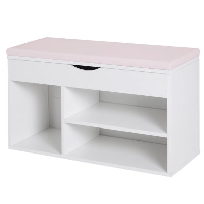 Homcom Dulap cu Pantofi Banca cu Scaune Captusite Rabatabile pentru Hol Lemn 80x30x47cm Alb