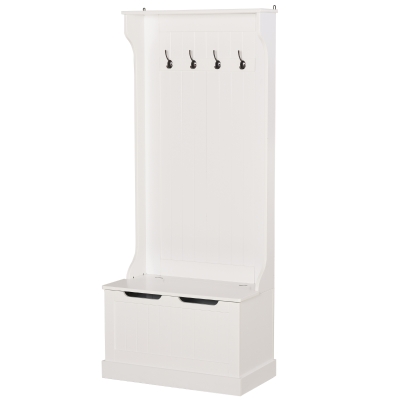 Homcom Cuier pentru haine cu banca de depozitare din MDF 71,5 x 39,5 x 170 cm culoare alb