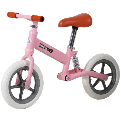 HOMCOM 12" Kids Balance Bike No Pedal Bicycle EVA Tire Adjustable Seat Toddler Training Bike W/ Shock Absorber 2 - 5 Years Pink