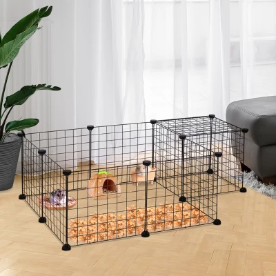 Tarc modular pentru animale, 35x35cm, negru