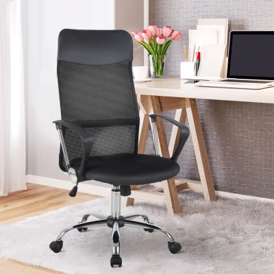 scaun ergonomic de birou, insertie plasa, negru