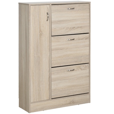 HOMCOM Armario Zapatero de 2 en 1 para Zapatos Mueble Almacenaje Paraguas Gran Espacio Estante Ajustable en 2 Niveles Capacidad de 12 pares 79x26x120 cm Madera