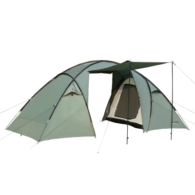 Outsunny Tienda de Campaña para 4 Personas Impermeable 2000mm Tienda Iglú Familiar Portátil con 2 Puertas para Camping Senderismo Acampada 480x220x190 cm Verde