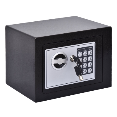 HOMCOM Safe, Tresor, Möbeltresor, mit Elektronikschloss, Stahl, Schwarz, 23 x 17 x 17 cm