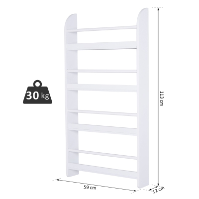 HOMCOM® Bücherregal 4 Ebenen Bücherhalter Aufbewahrungsregal Wandmontage Wasserfest Holz 59 x 12 x 113 cm