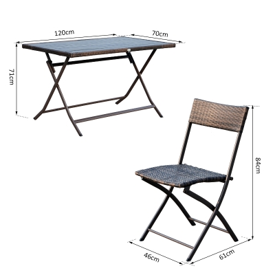 Outsunny® Polyrattan Sitzgruppe 7 tlg. Gartenset klappbar Braun