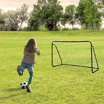 HOMCOM® Fußballtor mit PE-Netzgewebe Schwarz+Weiß Stahl(Q195)+PE-Netz 203 x 81 x 120 cm