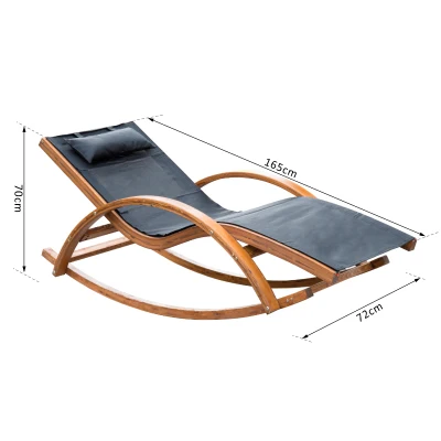 Outsunny® Schaukelstuhl Sonnenliege Holz Lounge schwarz