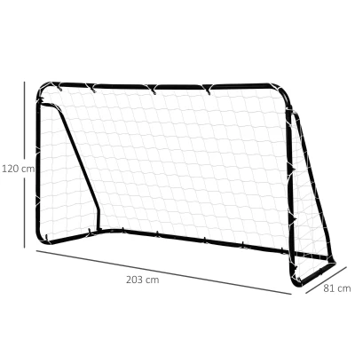 HOMCOM® Fußballtor mit PE-Netzgewebe Schwarz+Weiß Stahl(Q195)+PE-Netz 203 x 81 x 120 cm