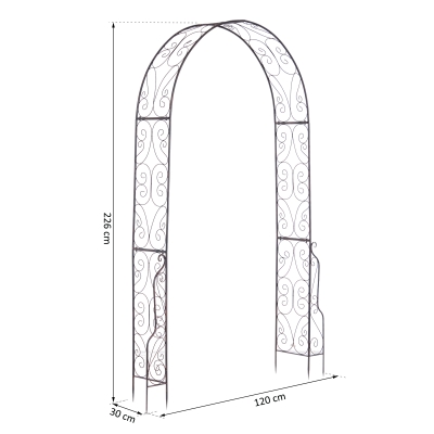 Outsunny® Torbogen Rankgitter Pflanzbogen Rosenbogen Garten Bogendach Metall 120 x 30 x 226 cm