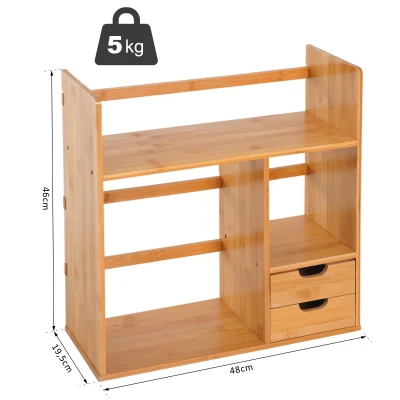 HOMCOM® Tisch Bambus Bücherregal Student Lagerregal