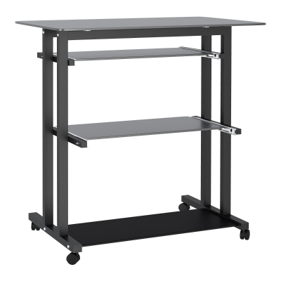 HOMCOM Computertisch mit Tastaturablage Metall Glas 80 cm x 51 cm x 83 cm