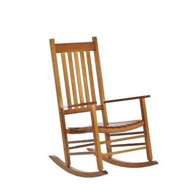 Outsunny Schaukelstuhl aus Massivholz, Witterungsfest, Naturfarbe, 69 x 86 x 115 cm