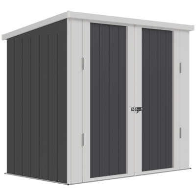 Outsunny Abri de jardin - remise pour outils - abri vélo - abri poubelle - 2 portes verrouillables - dim. 147L x 86l x 134H cm - tôle d'acier gris blanc