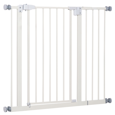 Barrière de sécurité animaux réglable porte verrouillable acier blanc