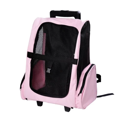 PawHut 2in1 Hunde Trolley Tragetasche Transporttasche Rucksack Hunde Box Hunde Trolley pink