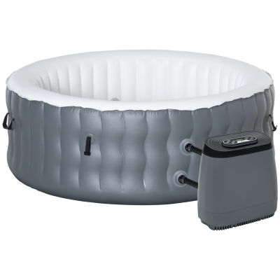 Outsunny Spa gonflable rond 108 buses d'air Hydro-massantes - 4 personnes avec bâche, 2 cartouches filtrantes - Liner PVC blanc bleu