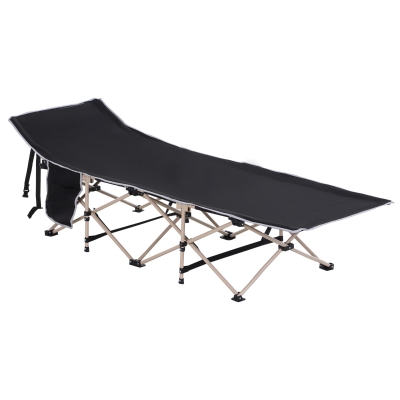 Outsunny Oxford Cloth Folding Single Camping Bed Lounger Black