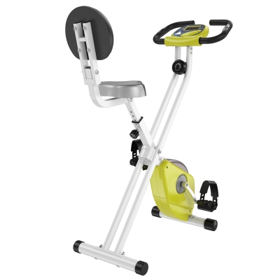 HOMCOM Cyclette Pieghevole da Fitness in Acciaio con Altezza Regolabile Resistenza Magnetica a 8 Livelli Schermo LCD - Gialla