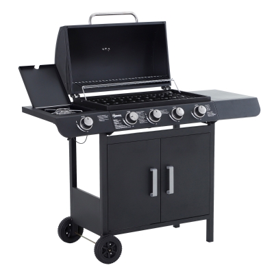Outsunny Gasgrill mit 5 Brennern Metall Schwarz 125 x 51 x 100 cm