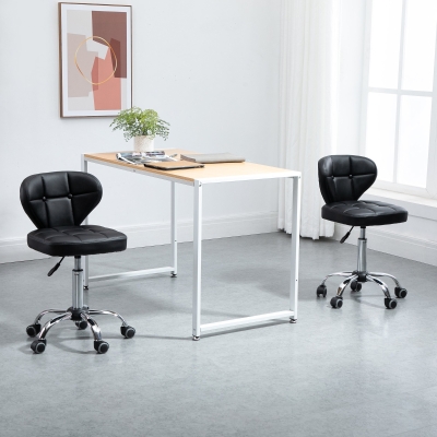 HOMCOM Zestaw 2 stołków roboczych, sztuczna skóra, ciemnoszare, 72–87 cm
