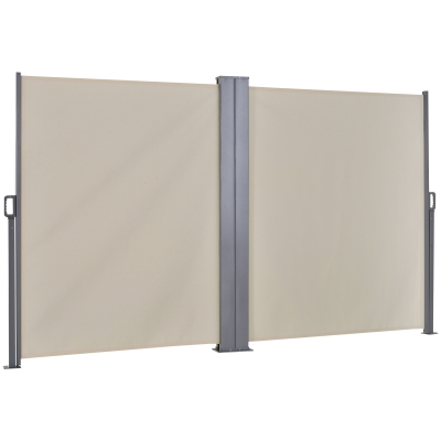 Outsunny Toldo Lateral Retráctil 600x160 cm Pantalla de Privacidad Extensible con Ángulo Ajustable y Protección UV 50+ para Jardín Balcón Terraza Beige