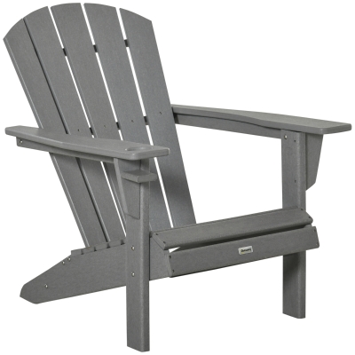 Outsunny Adirondack Gartenstuhl mit Getränkehalter Grau 75 x 87 x 90 cm