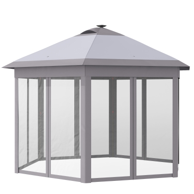 Outsunny Pavillonmit Solar LED 4,5 x 3,4 m Grau