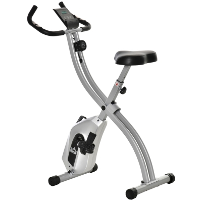 HOMCOM Cyclette Pieghevole con Resistenza Magnetica a 8 Livelli, Monitor LCD e Frequenza Cardiaca