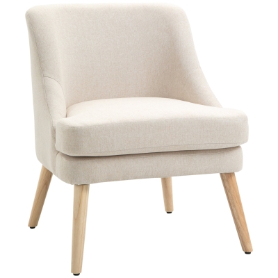 HOMCOM Esszimmerstuhl modernes Leinen-Design Cremeweiß 63 x 69 x 79,5 cm