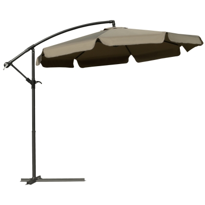 Outsunny Überhängender Gartenschirm, Kaffee, Φ2.65 x 2,45 m