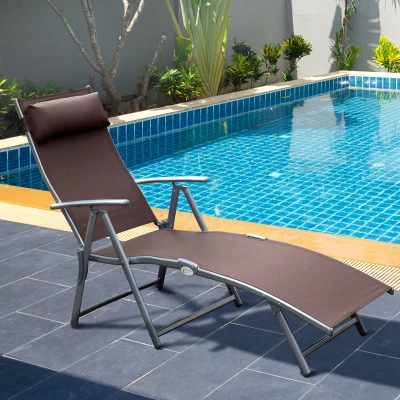 Outsunny Sdraio da giardino 137cm x 63.5cm x 100.5cm Marrone, Argento