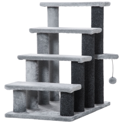 Pawhut Haustiertreppe mit Ball 4-stufig 60 x 40 x 64 cm