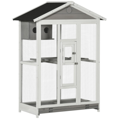 PawHut Vogelvoliere aus Holz 112 cm x 68 cm x 154 cm