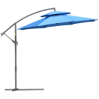 Outsunny Überhängender Gartenschirm, Blau, Φ2.67 x 2,45 m