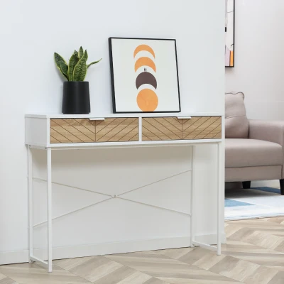 HOMCOM Tavolo consolle 100cm x 30cm x 75cm Bianco