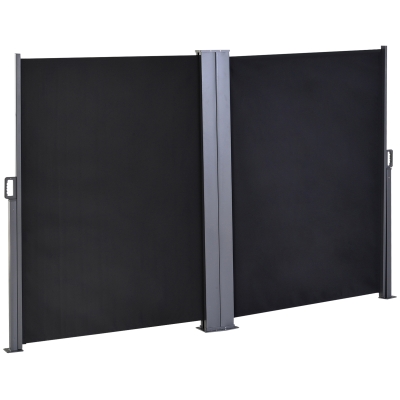 Outsunny Toldo Lateral Retráctil 600x160 cm Pantalla de Privacidad Extensible con Ángulo Ajustable y Protección UV 50+ para Jardín Balcón Terraza Gris Oscuro