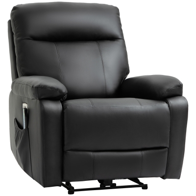 Fauteuil luxe de relaxation et massage inclinaison dossier repose-pied électrique revêtement synthétique gris