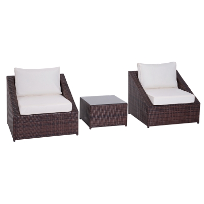 Outsunny Set Mobili da Giardino in PE Rattan con Tavolino e 2 Poltrone