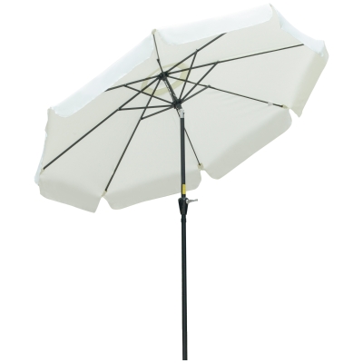Outsunny Ombrellone da Giardino Rotondo con Palo Centrale e Sfiato Superiore, Φ266x250cm, Beige