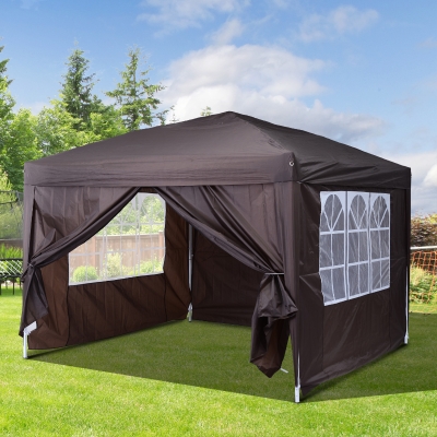 Outsunny Pop Up Gazebo Marquee, size (3m x3m)-Coffee